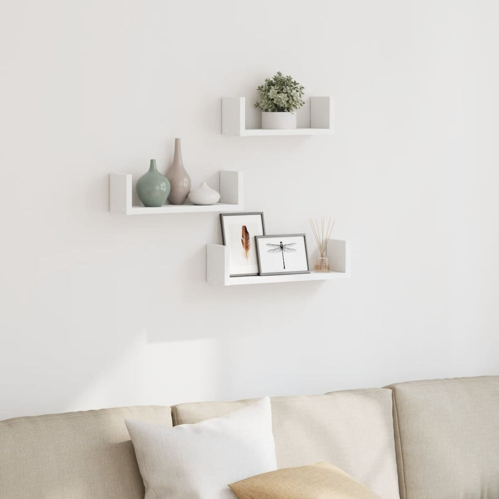 vidaXL Étagère murale 3 pcs Blanc Bois d'ingénierie