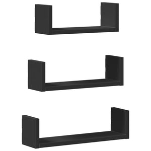 Schwarze Wandregale, 3er Set
