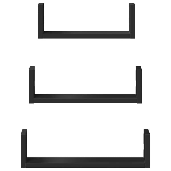 Schwarze Wandregale, 3er Set