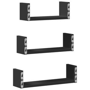 Schwarze Wandregale, 3er Set