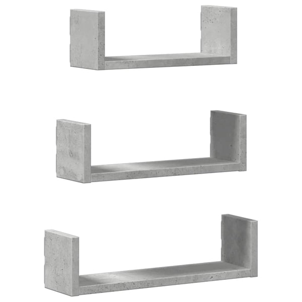 Wandregal 3er Set Betongrau