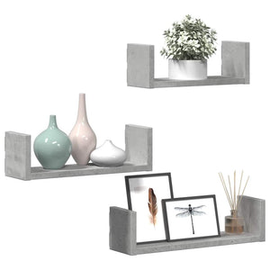 Wandregal 3er Set Betongrau