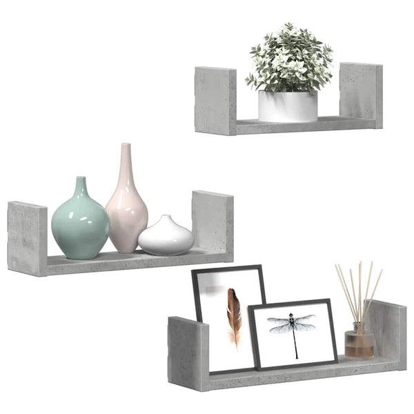 Wandregal 3er Set Betongrau