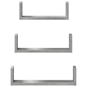 Wandregal 3er Set Betongrau