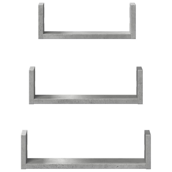 Wandregal 3er Set Betongrau