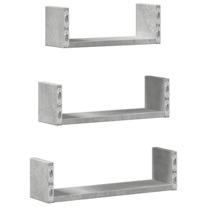 Wandregal 3er Set Betongrau