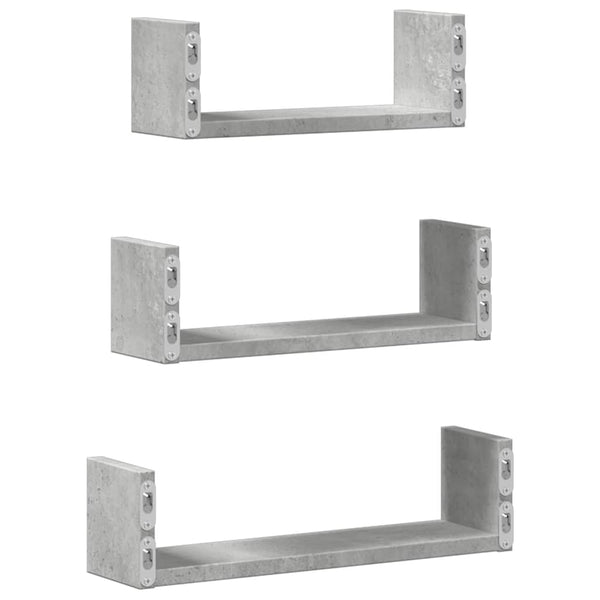 Wandregal 3er Set Betongrau
