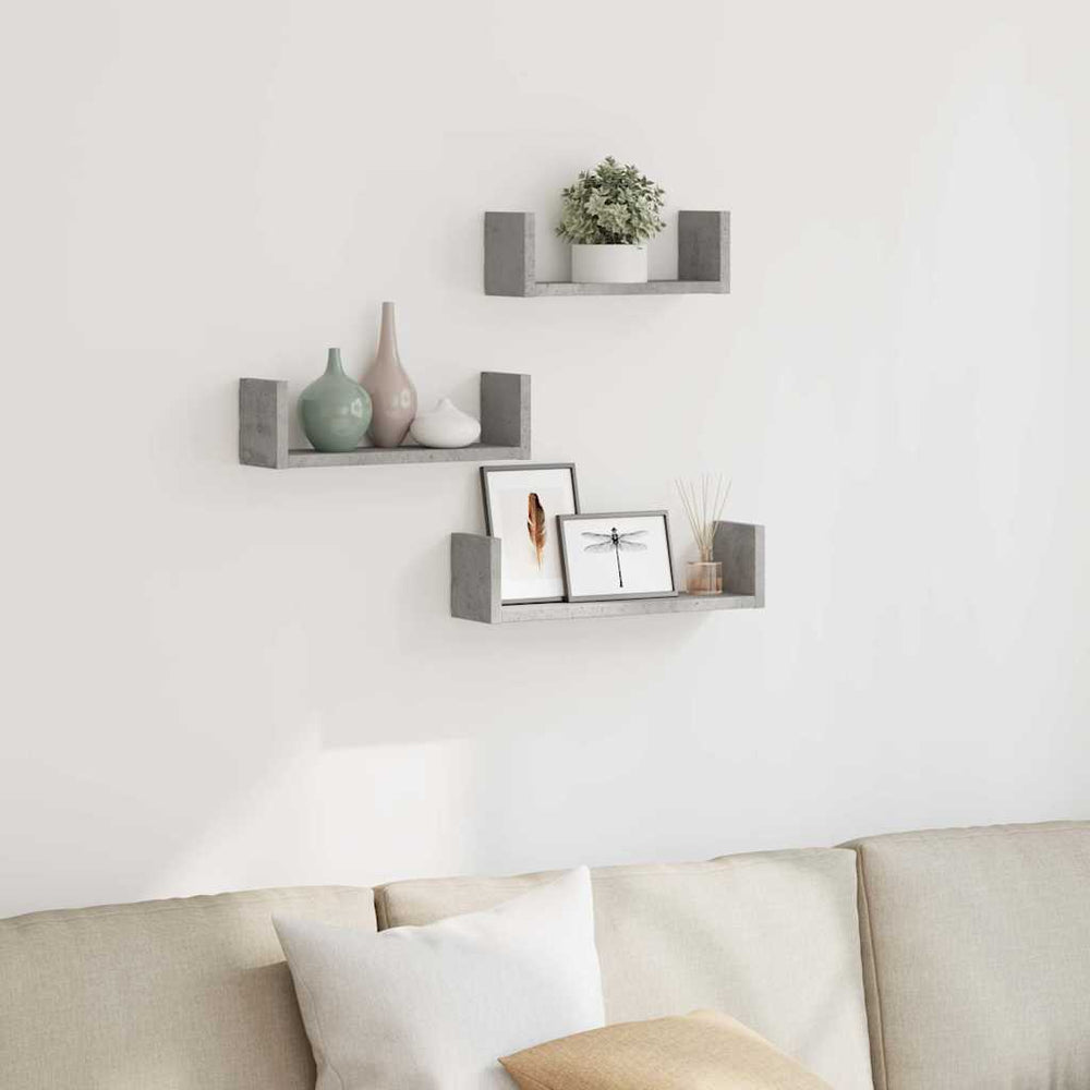 vidaXL Étagère murale 3 pcs Gris béton Aggloméré