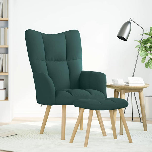 Dunkelgrüner Relaxsessel mit Hocker