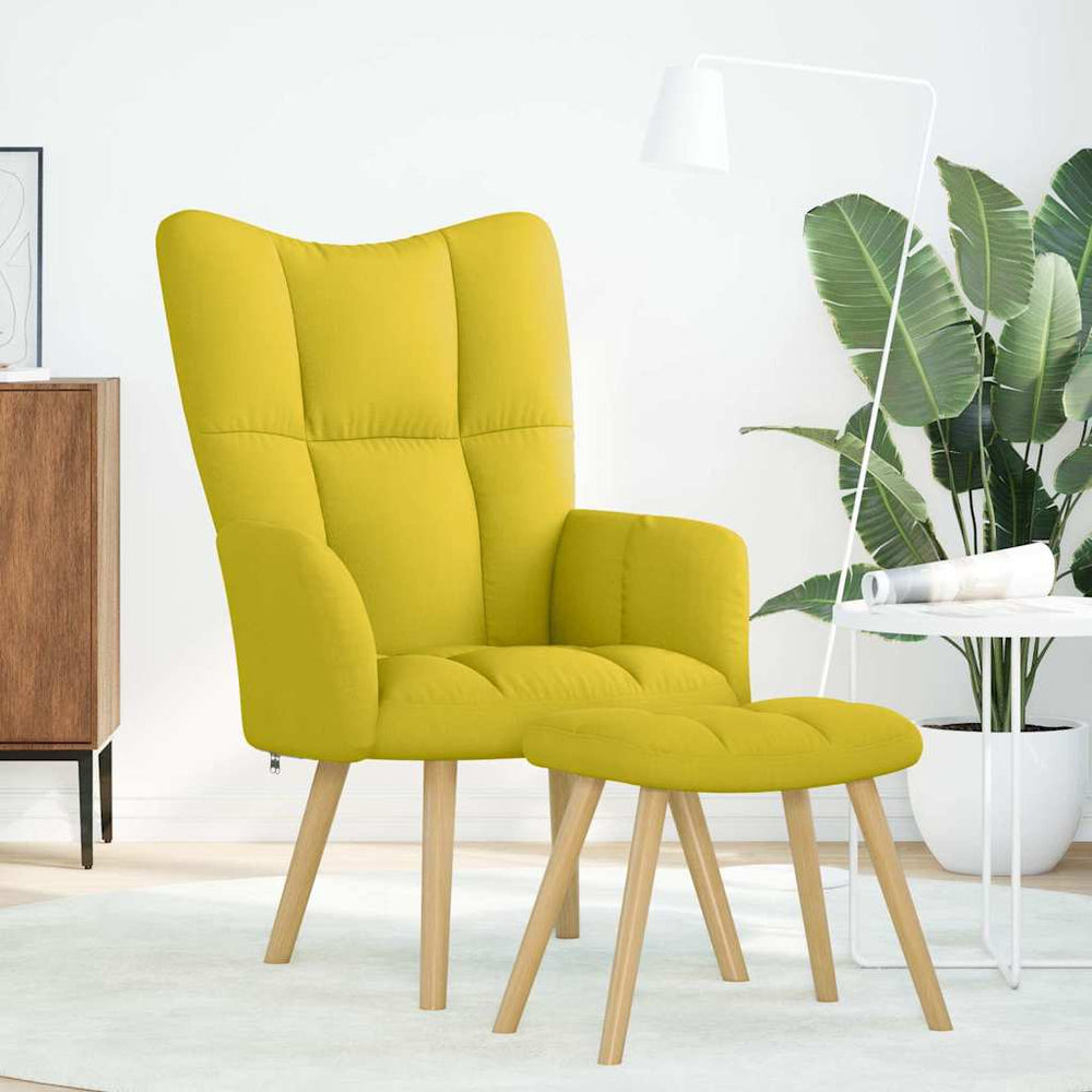 Gelber Relaxsessel mit Hocker