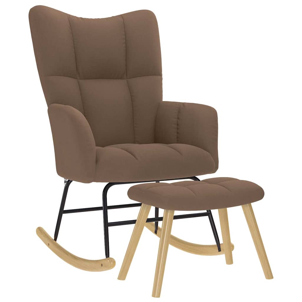 Schaukelstuhl mit Hocker Braun