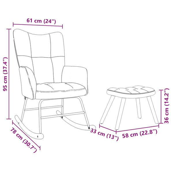 Schaukelstuhl mit Hocker Braun