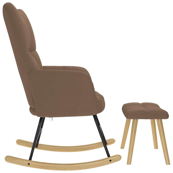 Schaukelstuhl mit Hocker Braun