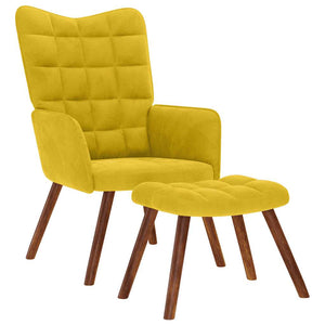 Gelber Samt Relaxsessel mit Hocker
