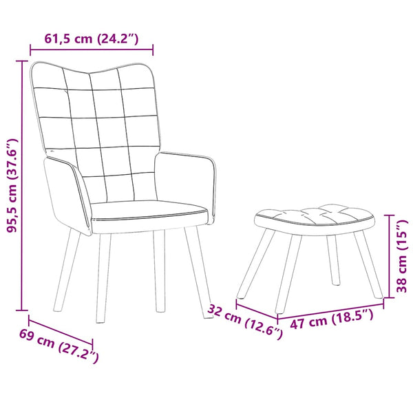 Gelber Samt Relaxsessel mit Hocker