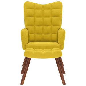 Gelber Samt Relaxsessel mit Hocker
