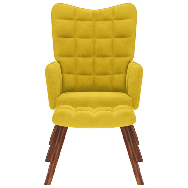 Gelber Samt Relaxsessel mit Hocker