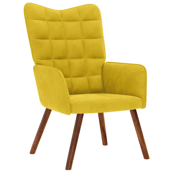 Gelber Samt Relaxsessel mit Hocker