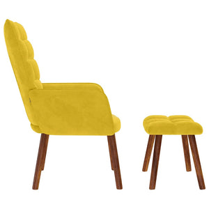 Gelber Samt Relaxsessel mit Hocker