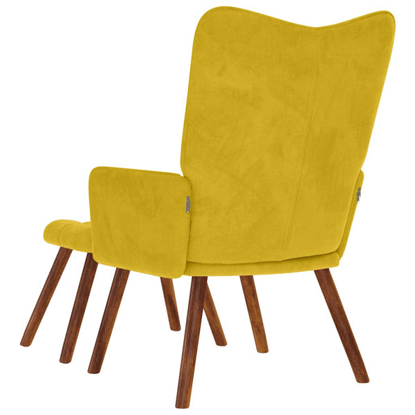 Gelber Samt Relaxsessel mit Hocker