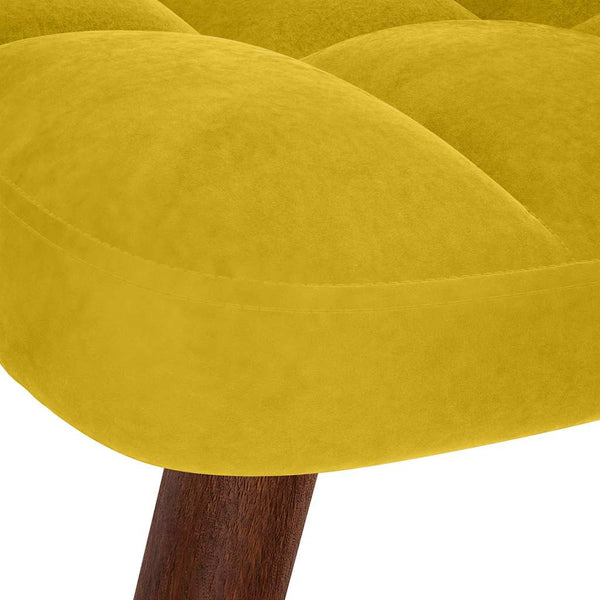 Gelber Samt Relaxsessel mit Hocker