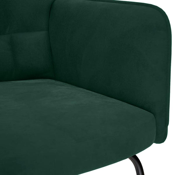 Dunkelgrüner Samt Schaukelstuhl mit Hocker