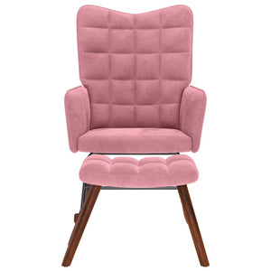 Schaukelstuhl mit Hocker Pink Velvet