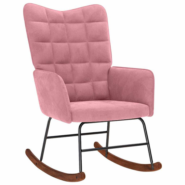 Schaukelstuhl mit Hocker Pink Velvet