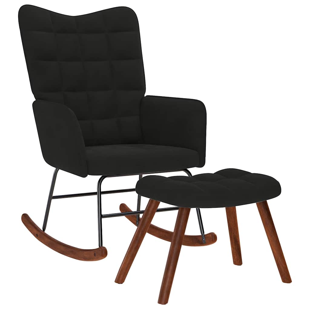 vidaXL Rocking Chair with Footrest Black Velvet