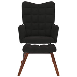 vidaXL Rocking Chair with Footrest Black Velvet