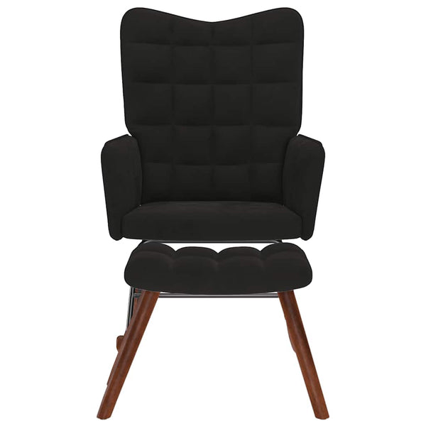 vidaXL Rocking Chair with Footrest Black Velvet