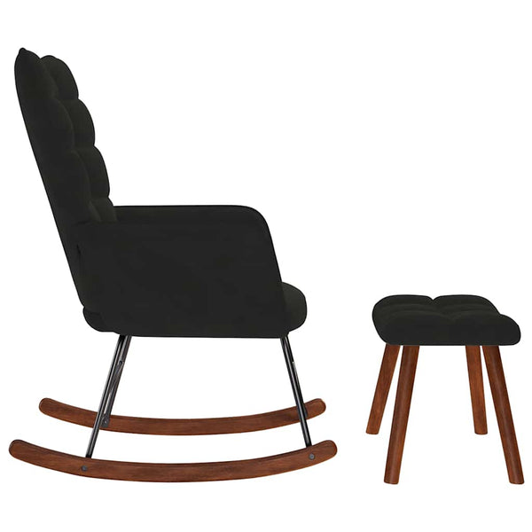 vidaXL Rocking Chair with Footrest Black Velvet
