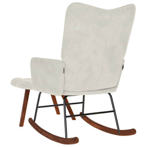 Schaukelstuhl mit Hocker Creme Samt