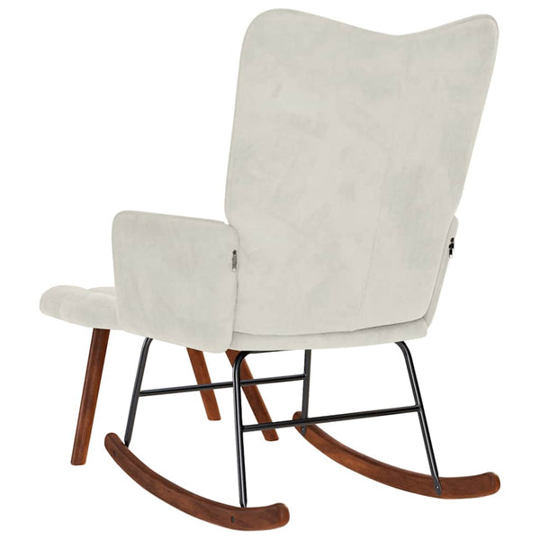 Schaukelstuhl mit Hocker Creme Samt