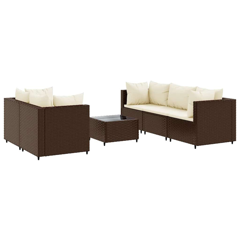 6-tlg. Garten Lounge Set Braun Poly Rattan