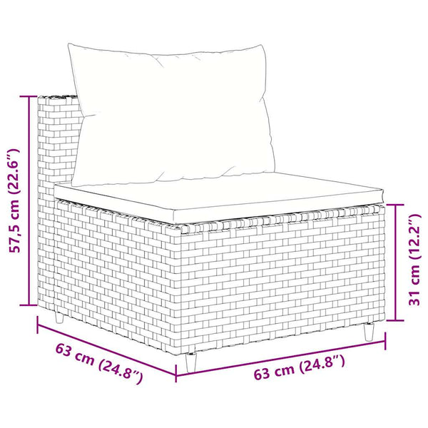 6-tlg. Garten Lounge Set Braun Poly Rattan