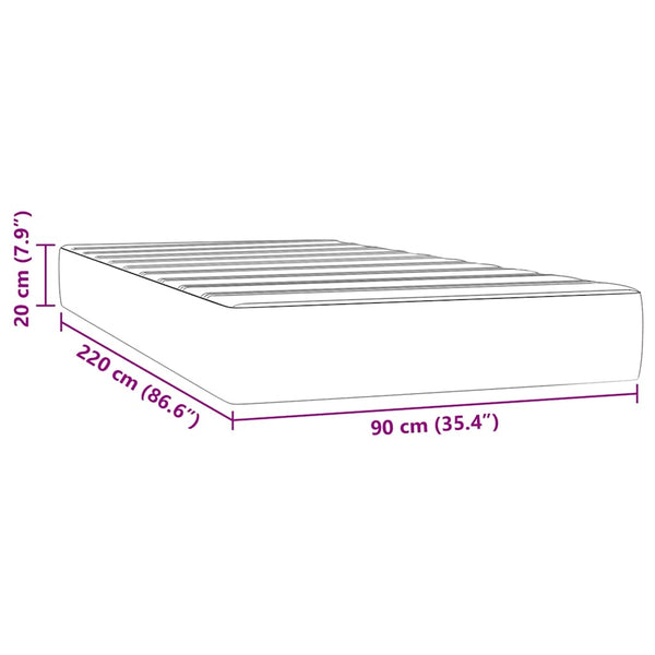 Taschenfederkernmatratze Dunkelgrau Samt 90x220