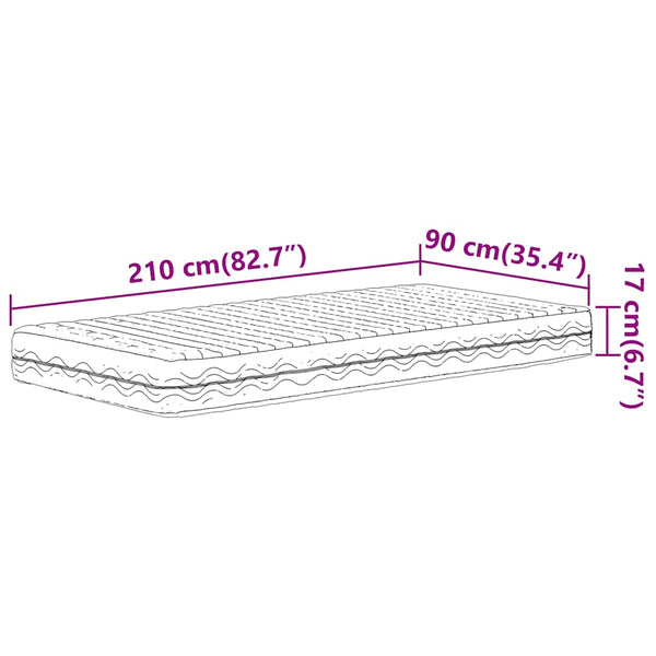 Schaumstoffmatratze 90x210 cm H2/H3