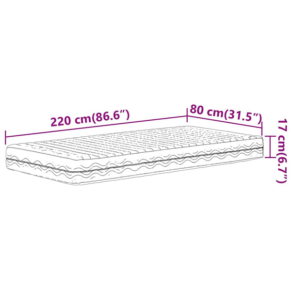 Schaumstoffmatratze 80x220 cm H2/H3
