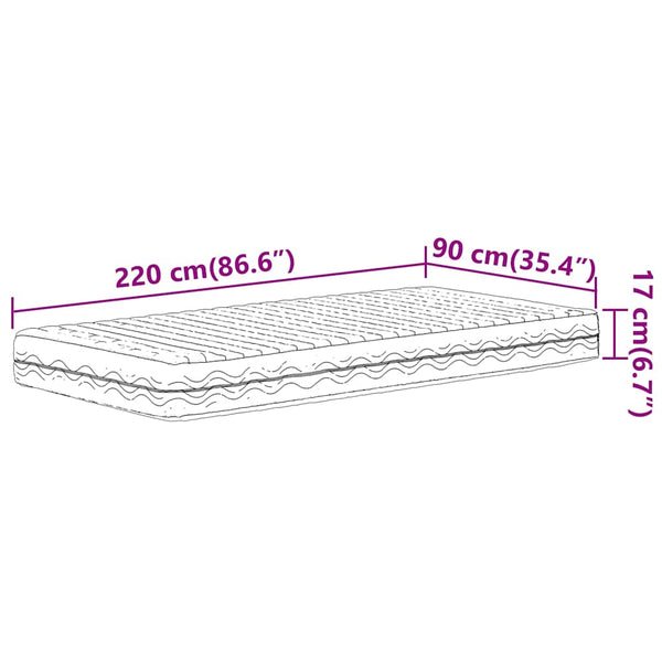Schaumstoffmatratze 90x220 cm H2/H3