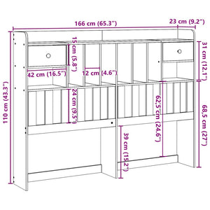 Kopfteil 160 cm Kiefer Massivholz mit Stauraum