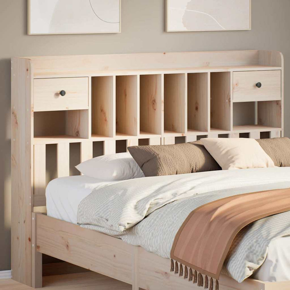 Kopfteil 160 cm Kiefer Massivholz mit Stauraum