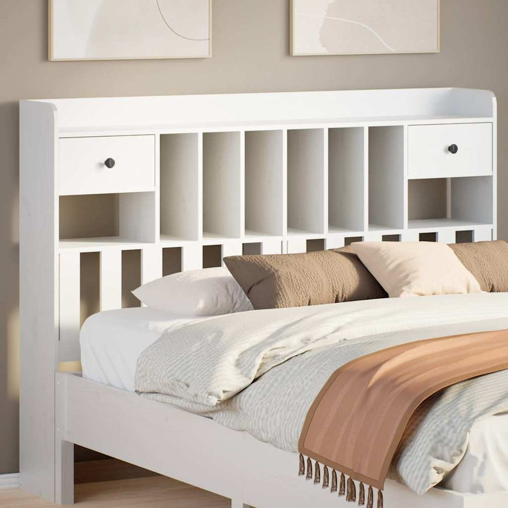 Kopfteil Weiß 140 cm Massivholz Kiefer