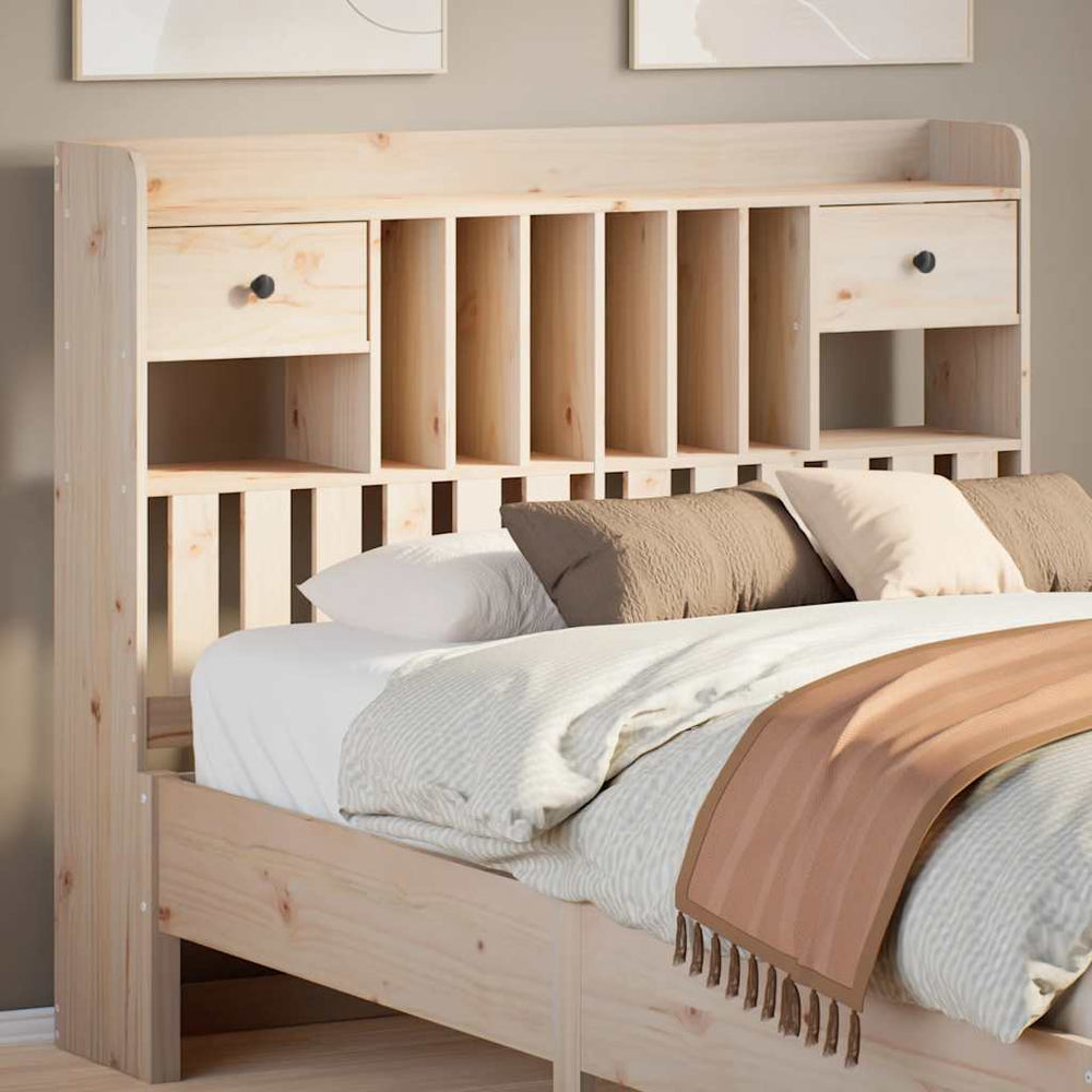 Kopfteil 135 cm Kiefer Massivholz mit Stauraum