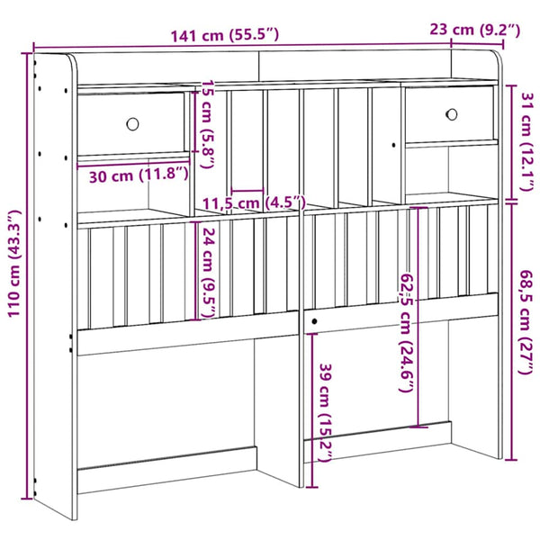 Weißes Kopfteil 135 cm mit Stauraum