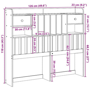 Kopfteil 120 cm mit Stauraum, Wachsbraun