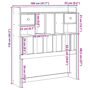 Kopfteil 100 cm Kiefer Massivholz mit Stauraum