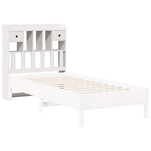 Kopfteil Weiß 90 cm Massivholz mit Stauraum