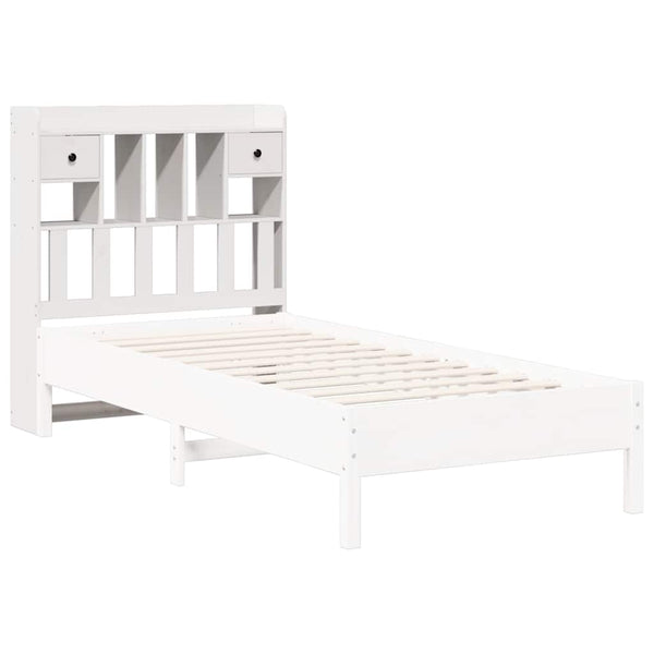 Kopfteil Weiß 90 cm Massivholz mit Stauraum