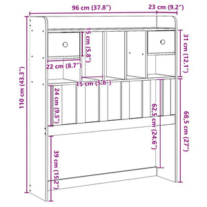Kopfteil Weiß 90 cm Massivholz mit Stauraum
